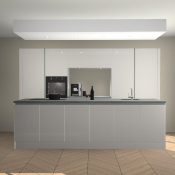 Zijdegrijze hoogglans greeploze keuken Lodz 62410