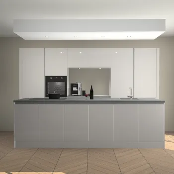 Zijdegrijze hoogglans greeploze keuken Lodz 62410