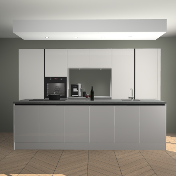 Zijdegrijze hoogglans greeploze keuken Lodz 62416