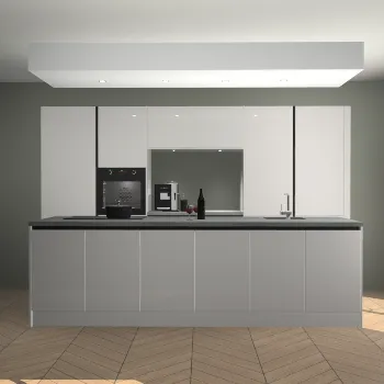 Zijdegrijze hoogglans greeploze keuken Lodz 62416