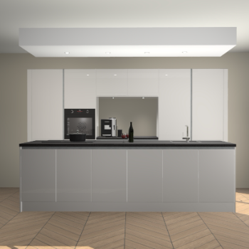 Zijdegrijze hoogglans greeploze keuken Lodz 62401