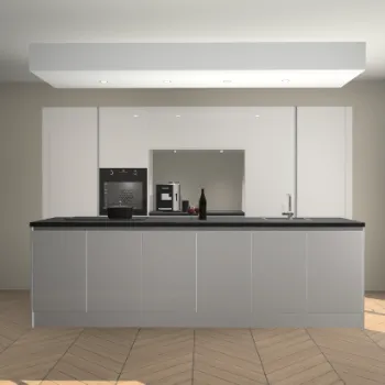 Zijdegrijze hoogglans greeploze keuken Lodz 62401