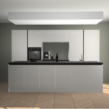 Zijdegrijze hoogglans greeploze keuken Lodz 62404