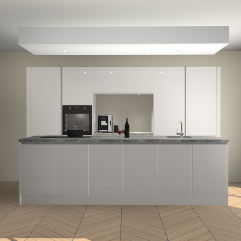 Zijdegrijze hoogglans greeploze keuken Lodz 62174