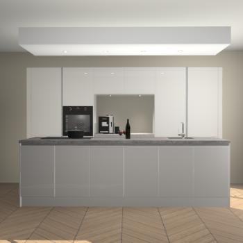 Zijdegrijze hoogglans greeploze keuken Lodz 62127