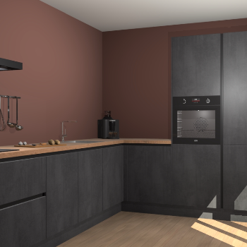 Beton Zwarte greeploze keuken Portland 79153