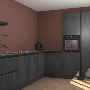 Beton Zwarte greeploze keuken Portland 79210