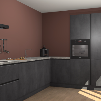 Beton Zwarte greeploze keuken Portland 79223