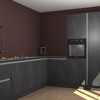 Beton Zwarte greeploze keuken Portland 79246