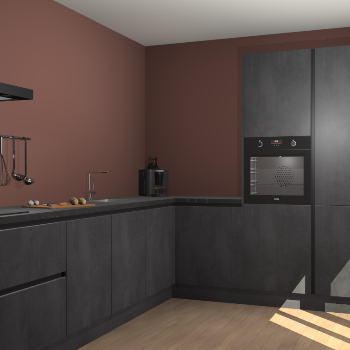 Beton Zwarte greeploze keuken Portland 79249