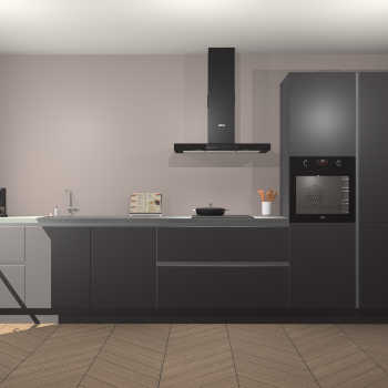 Onyxgrijze greeploze keuken Leuven 47586