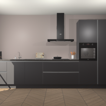 Onyxgrijze greeploze keuken Leuven 47624