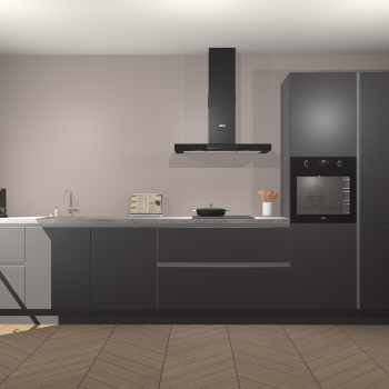 Onyxgrijze greeploze keuken Leuven 47676