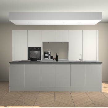 Zijdegrijze greeploze keuken Lodz 67094