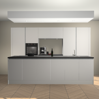 Zijdegrijze greeploze keuken Lodz 67643