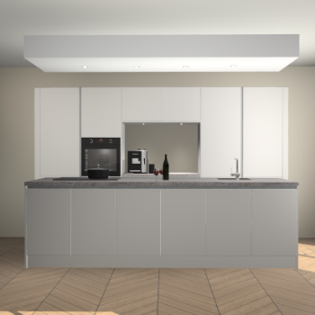 Zijdegrijze greeploze keuken Lodz 67696