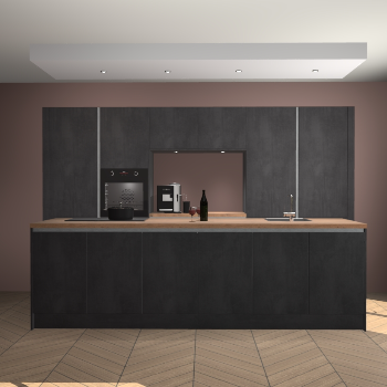 Beton Zwarte greeploze keuken Lodz 68685