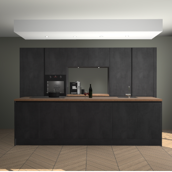 Beton Zwarte greeploze keuken Lodz 68657