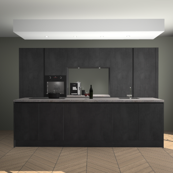 Beton Zwarte greeploze keuken Lodz 68813