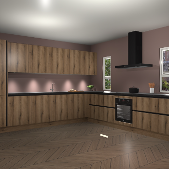 Goud Eiken greeploze keuken Solola 87029