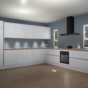 Sneeuwwitte hoogglans greeploze keuken Solola 87110