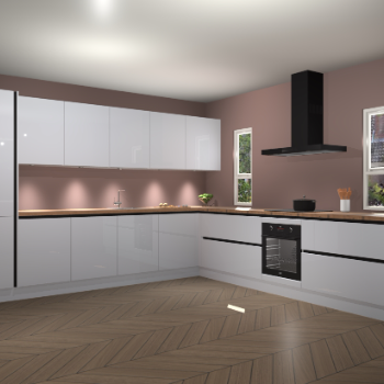 Sneeuwwitte hoogglans greeploze keuken Solola 87113