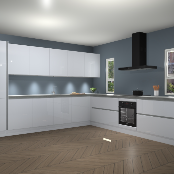 Sneeuwwitte hoogglans greeploze keuken Solola 87118