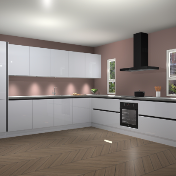 Sneeuwwitte hoogglans greeploze keuken Solola 87121