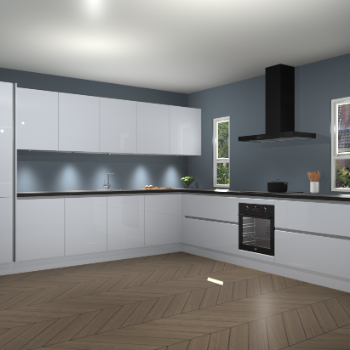 Sneeuwwitte hoogglans greeploze keuken Solola 87124