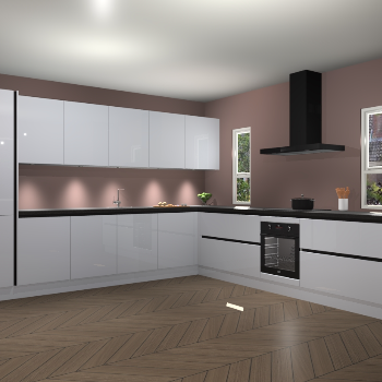 Sneeuwwitte hoogglans greeploze keuken Solola 87127