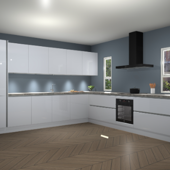 Sneeuwwitte hoogglans greeploze keuken Solola 87136