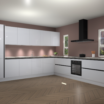 Sneeuwwitte hoogglans greeploze keuken Solola 87139