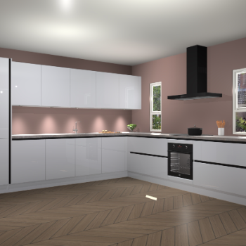 Sneeuwwitte hoogglans greeploze keuken Solola 87145