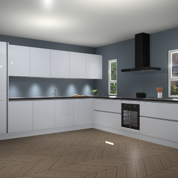 Sneeuwwitte hoogglans greeploze keuken Solola 87178