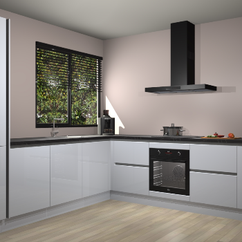 Sneeuwwitte hoogglans greeploze keuken Benidorm 48064