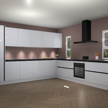 Sneeuwwitte hoogglans greeploze keuken Solola 87181