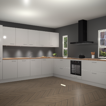 Zijdegrijze hoogglans keuken Solola 87183