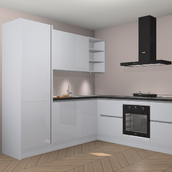 Sneeuwwitte hoogglans greeploze keuken Turek 80167