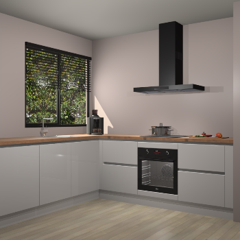 Zijdegrijze hoogglans greeploze keuken Benidorm 48088