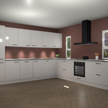 Zijdegrijze hoogglans keuken Solola 87196