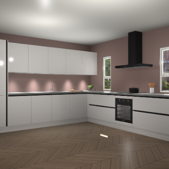 Zijdegrijze hoogglans greeploze keuken Solola 87197