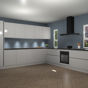 Zijdegrijze hoogglans greeploze keuken Solola 87200