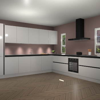 Zijdegrijze hoogglans greeploze keuken Solola 87203