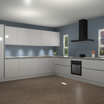 Zijdegrijze hoogglans greeploze keuken Solola 87208