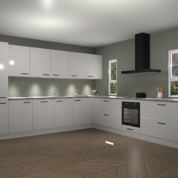 Zijdegrijze hoogglans keuken Solola 87209