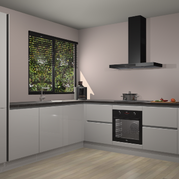 Zijdegrijze hoogglans greeploze keuken Benidorm 48122