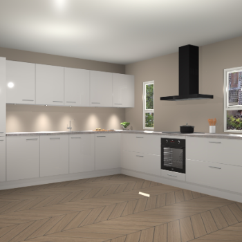 Zijdegrijze hoogglans keuken Solola 87212