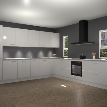 Zijdegrijze hoogglans keuken Solola 87213