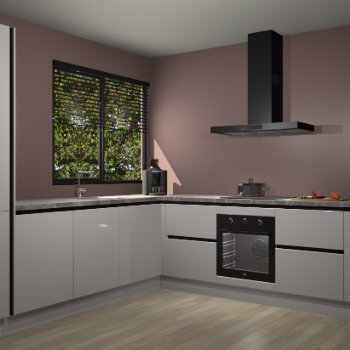 Zijdegrijze hoogglans greeploze keuken Benidorm 48236