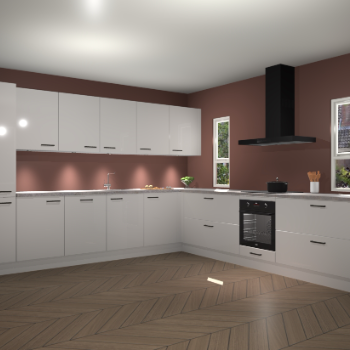 Zijdegrijze hoogglans keuken Solola 87216